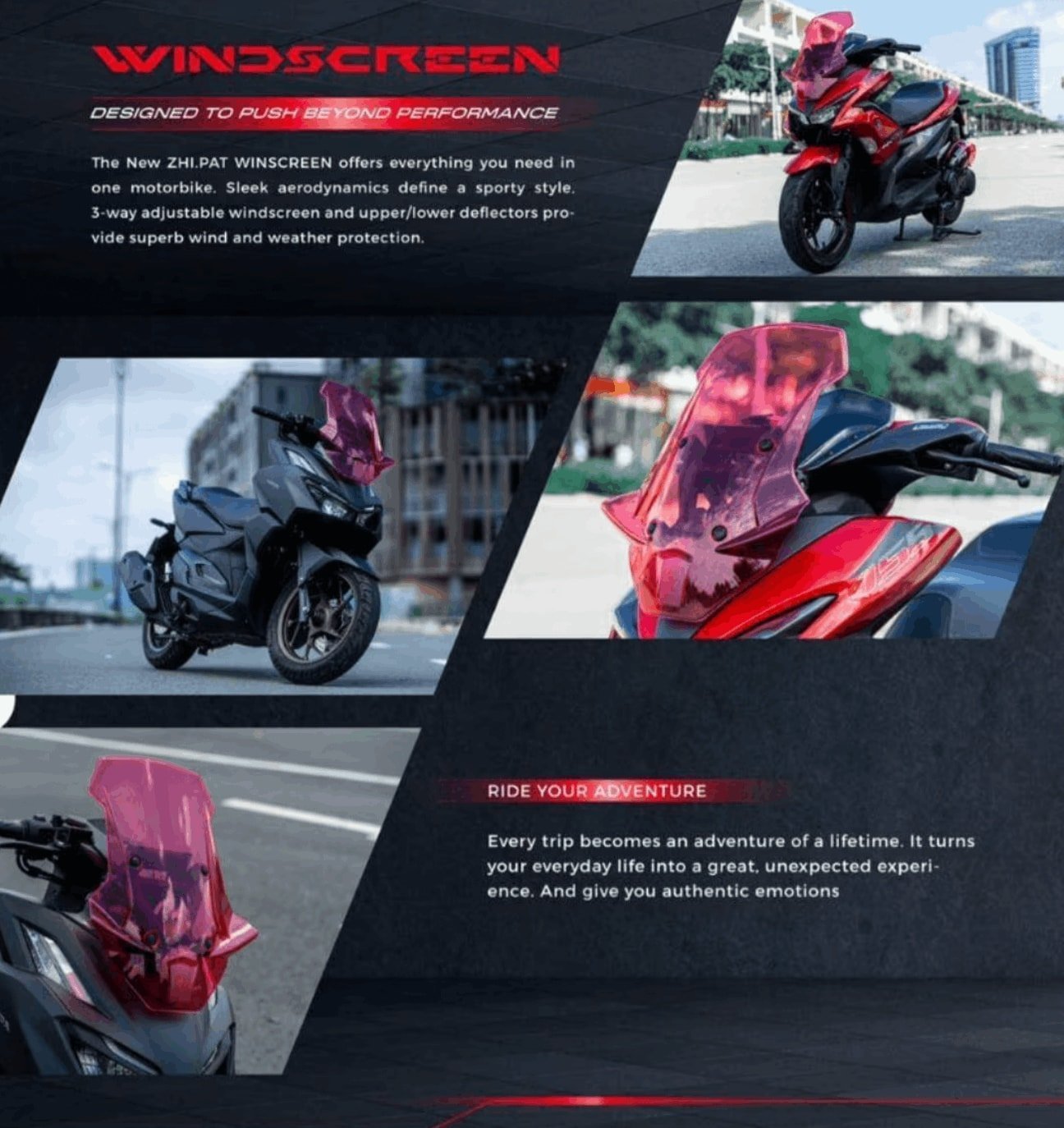 Zhipat Visor Glass Windshield Yamaha Aerox Windscreen Design V2 Aerodynamic - Image 17