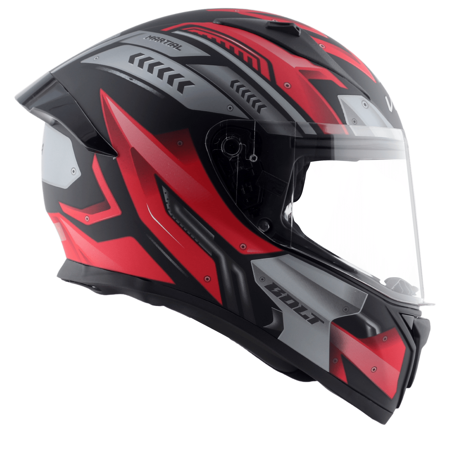 Bolt Martial Helmet - Dull Black Red - Image 4